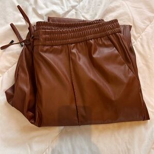 Nine West Brown Faux Leather Joggers